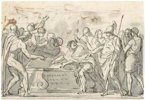 Sketch Of A Triumphal Procession, And A Study For The Figure Of Alexander by Jacques Louis David