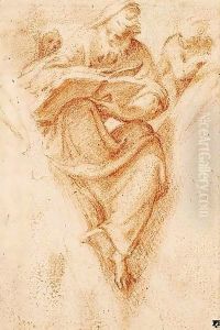 Study Of A Prophet With Putti In A Pendentive by Camillo Boccaccino