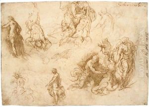 Studies For The Flaying Of Marsyas by Palma Vecchio (Jacopo Negretti)
