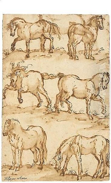 Six Studies Of Horses - view 1