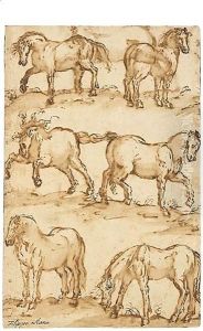 Six Studies Of Horses by Filippo Napoletano