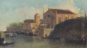A View Of A Wedding At A Church In The Venetian Lagoon