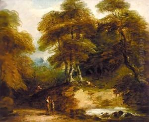 Rustic Landscape With Figures By A Stream