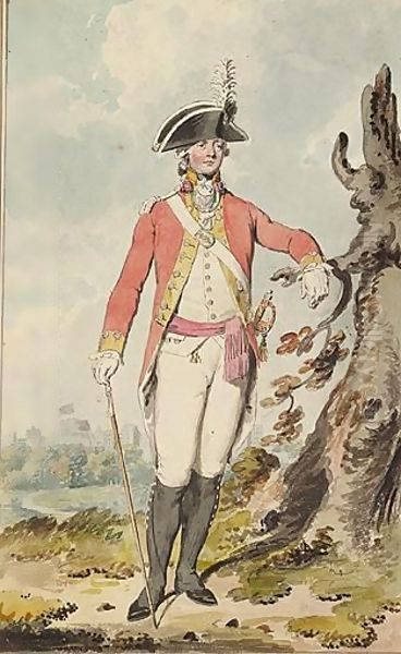 Officer Of The 29th Regiment Or Foot In Windsor Great Park With The Castle In The Distance - view 1