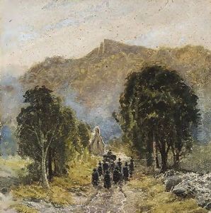 A Funeral At Bettwys-Y-Coed Church, North Wales by David Cox