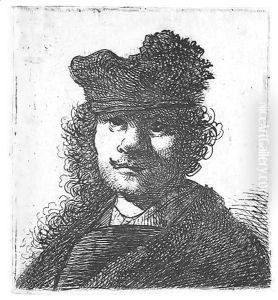 Self Portrait In Cap And Dark Cloak Bust by Harmenszoon van Rijn Rembrandt