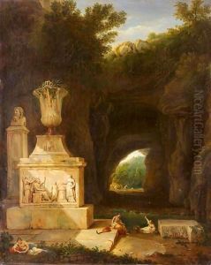 Personnages Dans Un Paysage Au Bas-Relief by Francisque Millet