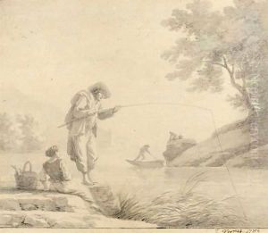 Pecheurs Au Bord De L'Eau by Claude-joseph Vernet