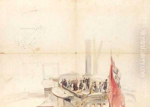 Etude Pour La Reine Victoria Recevant Le Roi Louis-Philippe A Bord De Son Yacht Royal En Rade Du Treport Le 2 Septembre 1843