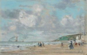 La Plage De Trouville by Eugene Boudin