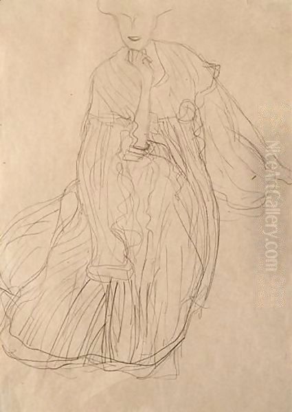 Study For The Portrait Of Adele Bloch-Bauer Seated, From The Front, Her Right Hand Supporting Her Chin - view 1