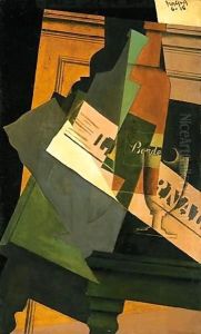 Bouteille, Verre Et Journal by Juan Gris