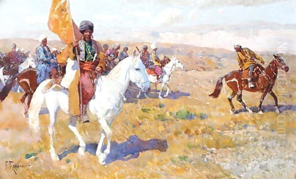 Caucasian Warrior Chief On Horseback - view 1