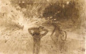 Monochrome Sketch Of The Terrorist Attack In 1916 On King Albert I Of Belgium by Repin Iliya
