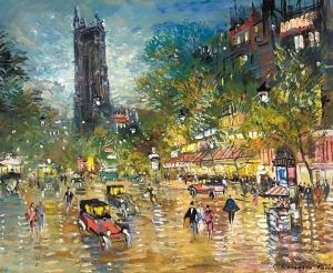 Paris Street Scene By Night by Konstantin Alexeievitch Korovin