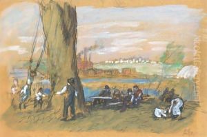 Park Near Factory (Park Scene On The Delaware) by William Glackens