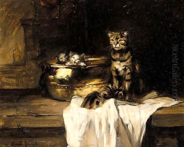 Mother And Kittens In A Pot - view 1
