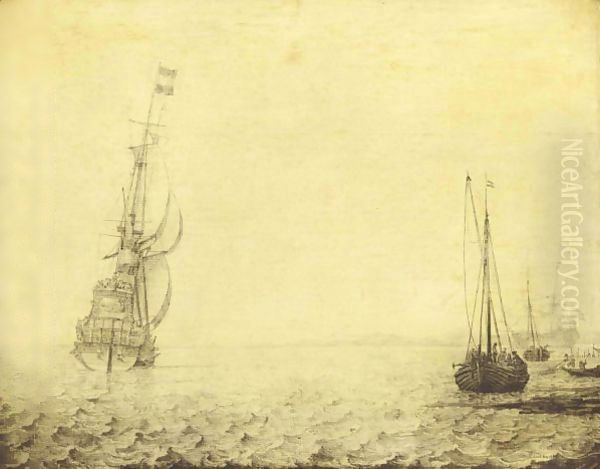 A Man-Of-War ('Aurora'), Together With Other Boats And Fishermen Hauling In Their Catch - view 1
