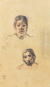 Tete De Tahitienne And Tete D'Homme by Paul Gauguin