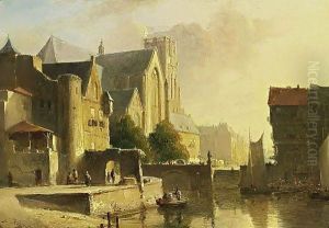 Figures On The Quay Of A Town