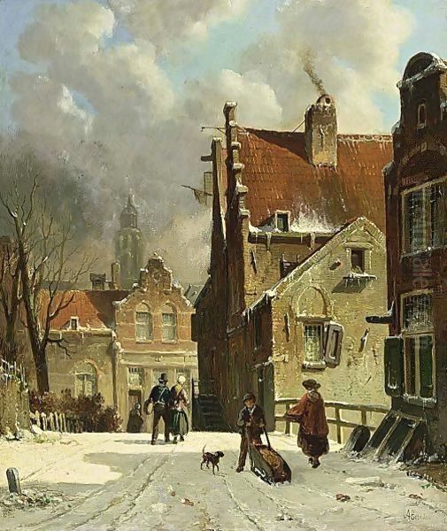 Figures In A Wintry Town - view 1