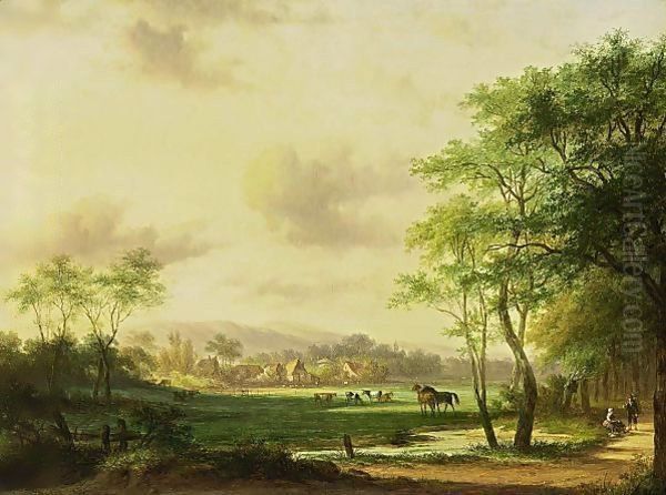 Travellers In A Wooded Summer Landscape - view 1