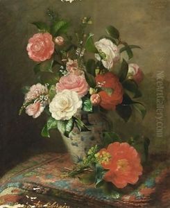 A Still Life With Pink And White Roses A Still Life With Pink And White Roses
