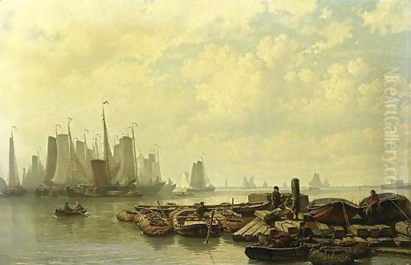 Fishing Boats At Anchor On The Ij Near Amsterdam - view 1