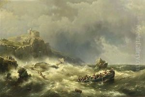 A Shipwreck Near The Coast by Hermanus Koekkoek