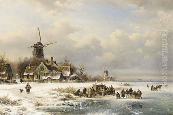 Skaters On A Frozen River Near A A'Koek En Zopie A' - view 1