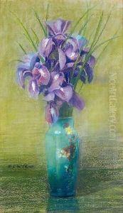 Still Life Of Irises In A Chinese Vase by Patrick William Adam