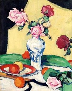 Still Life With Oranges And Roses In An Oriental Vase by Samuel John Peploe
