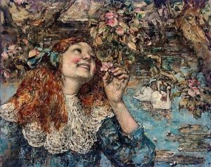 A Young Girl With Swans by Edward Atkinson Hornel