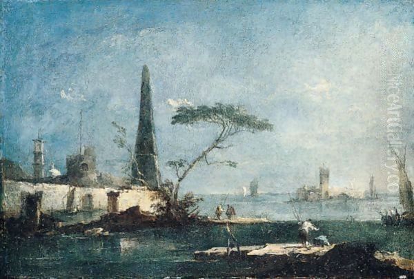 A Capriccio Of The Venetian Lagoon With An Obelisk, A Fortified Island, And Fishermen In The Foreground - view 1