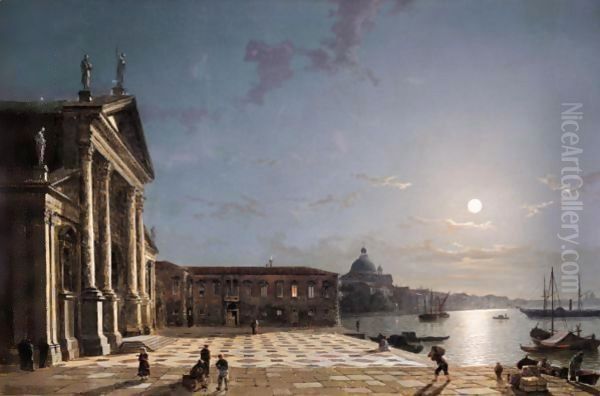 Unloading Cargo From The Grand Canal, Venice, By Moonlight - view 1