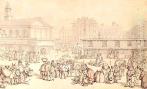 The Market, Covent Garden From The South by Thomas Rowlandson