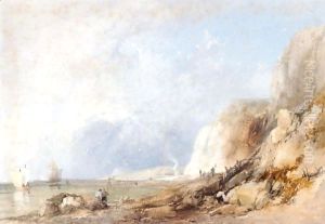 Figures On The Shore Near Dover by James Baker Pyne
