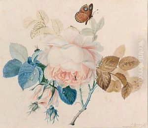 A Butterfly On A Rose by Johan Laurentz Jensen