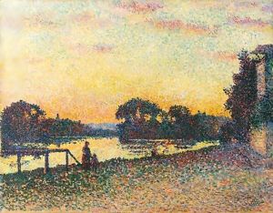 Bords De Seine A Herblay, Coucher De Soleil by Maximilien Luce