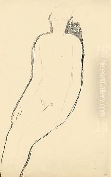 Nu Assis, De Trois-Quarts, Bras Le Long Du Corps - view 1