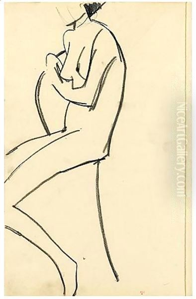 Nu Assis Sur Une Chaise, De Trois-Quarts - view 1