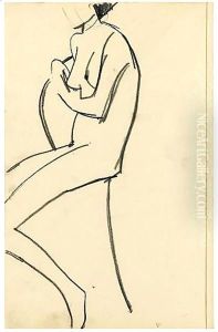 Nu Assis Sur Une Chaise, De Trois-Quarts by Amedeo Modigliani