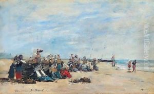Berck. Groupe De Pecheuses Assises Sur La Greve
