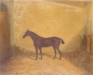 Bay hunter in a stable by James Senior Clark