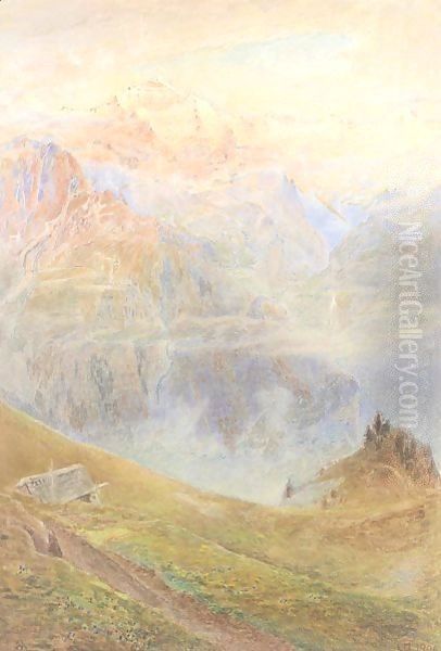 Sunset glow on the Jungfrau - view 1