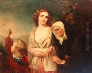 Lady with mother and child by Marshall Claxton