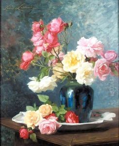 Still life of roses by Louis Marie Lemaire