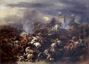 The Battle Between Alexander And Porus by Nicolaes Berchem