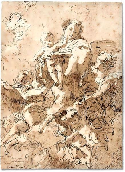 St. Anthony of Padua with the Christ child in glory with angels - view 1