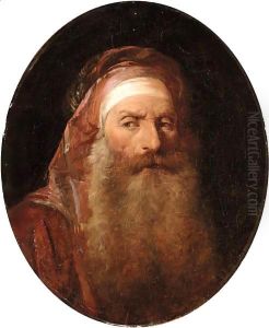 Portrait Of A Bearded Man, Head And Shoulders, Dressed In Oriental Costume by Jean-Baptiste Le Prince
